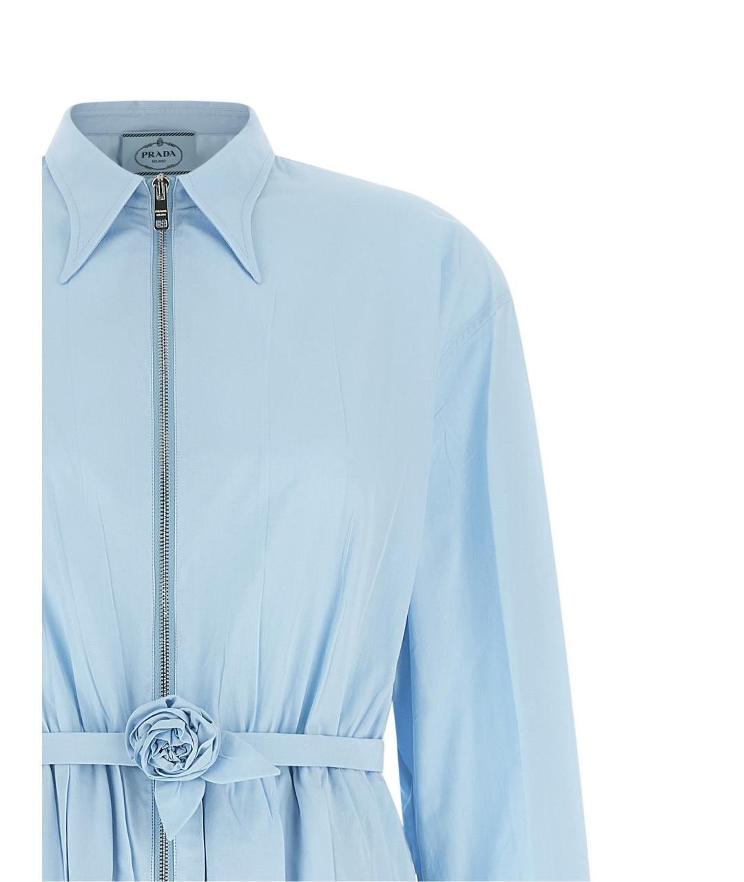 PRADA Голубое хлопковое повседневное платье, фото 3