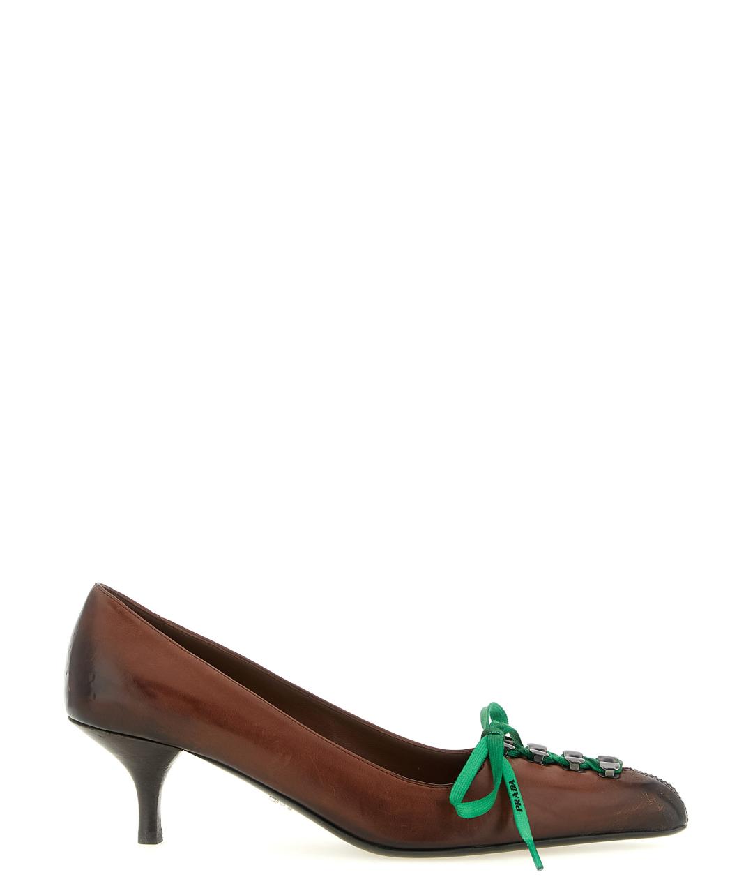 PRADA Коричневые кожаные туфли, фото 1