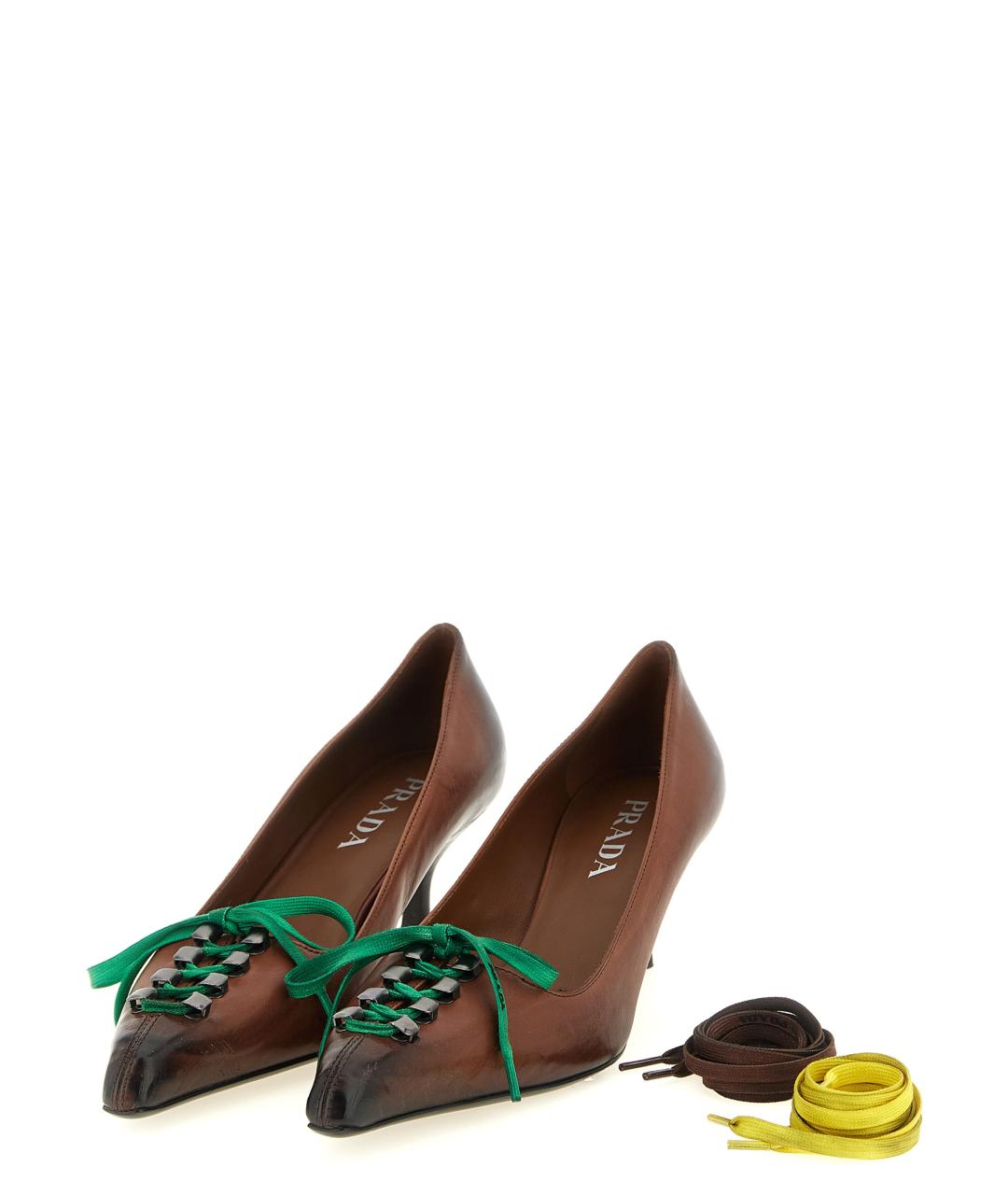 PRADA Коричневые кожаные туфли, фото 2