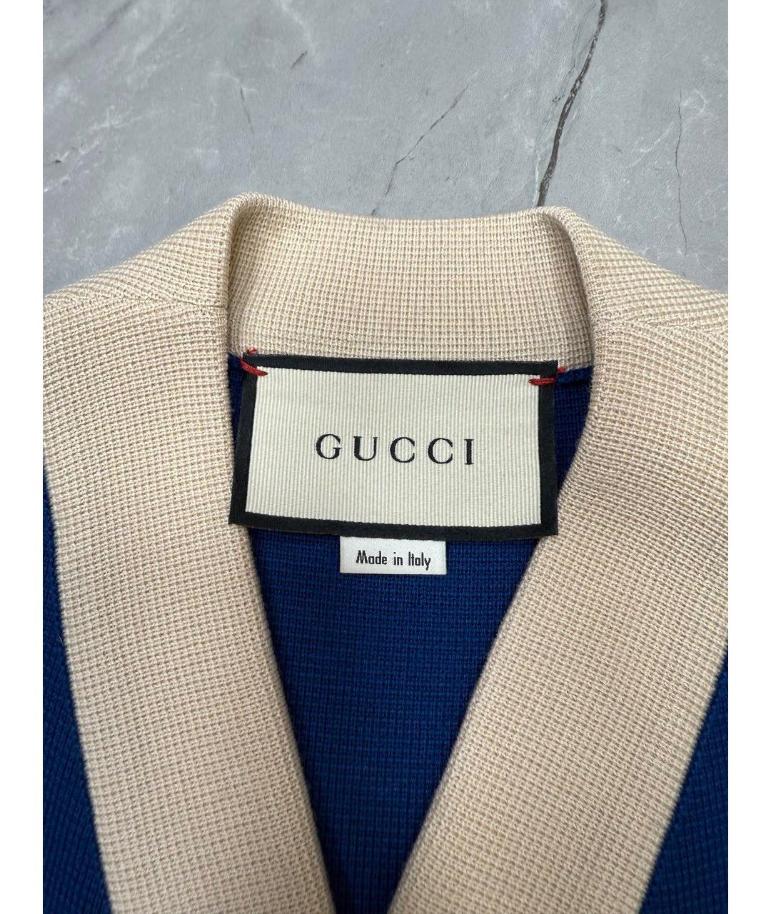 GUCCI Синий шерстяной джемпер / свитер, фото 2