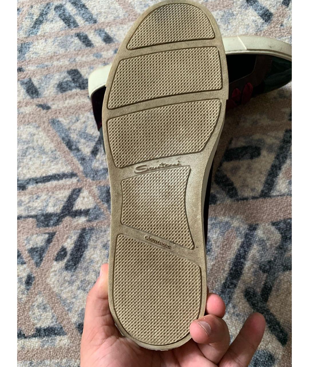 SANTONI Бордовые бархатные кеды, фото 6