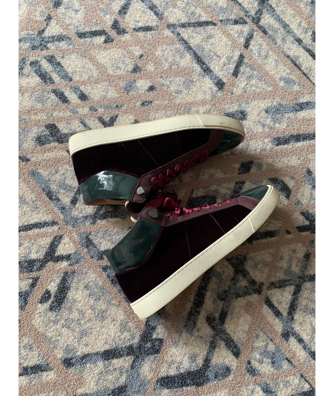 SANTONI Бордовые бархатные кеды, фото 8
