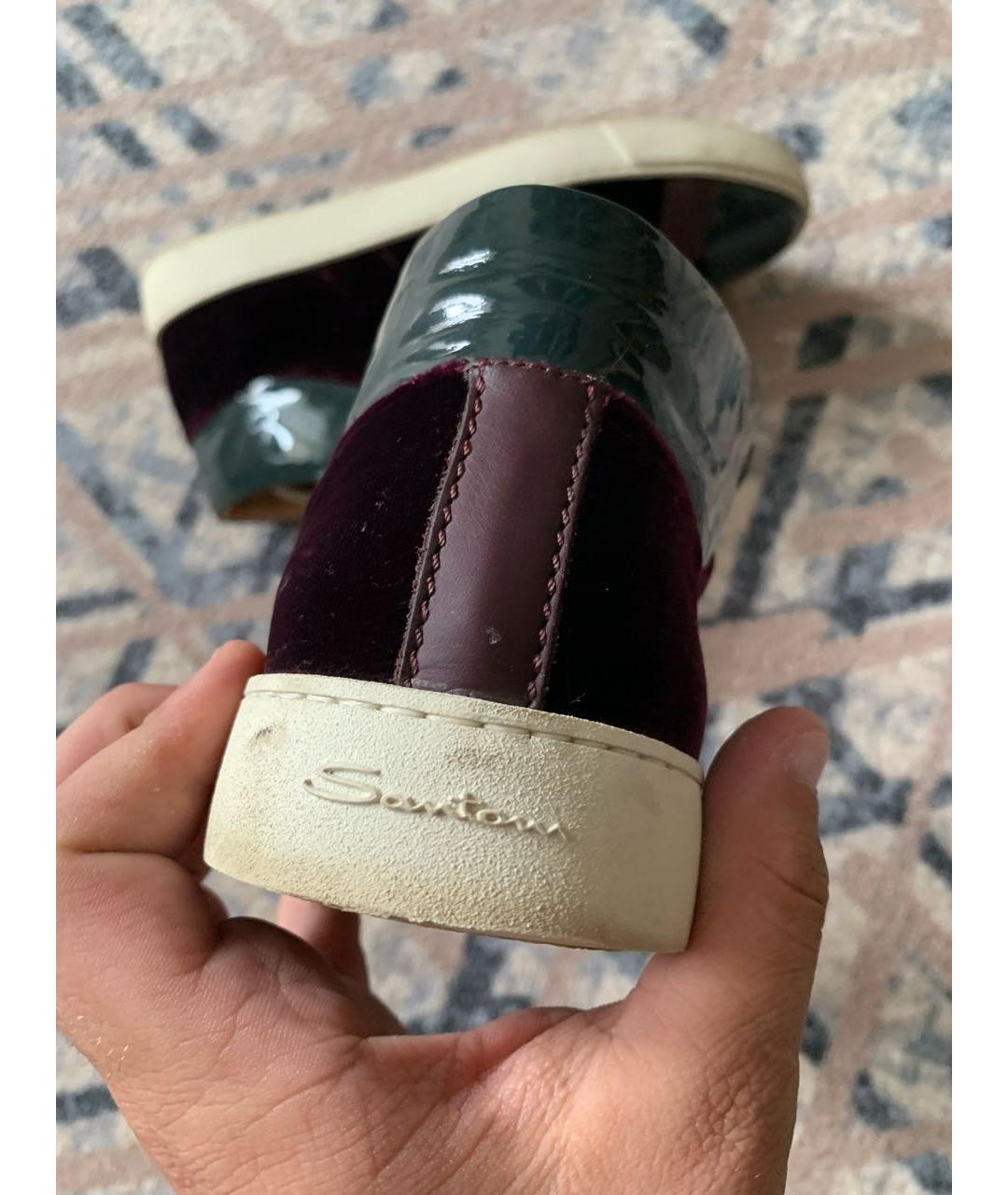 SANTONI Бордовые бархатные кеды, фото 5