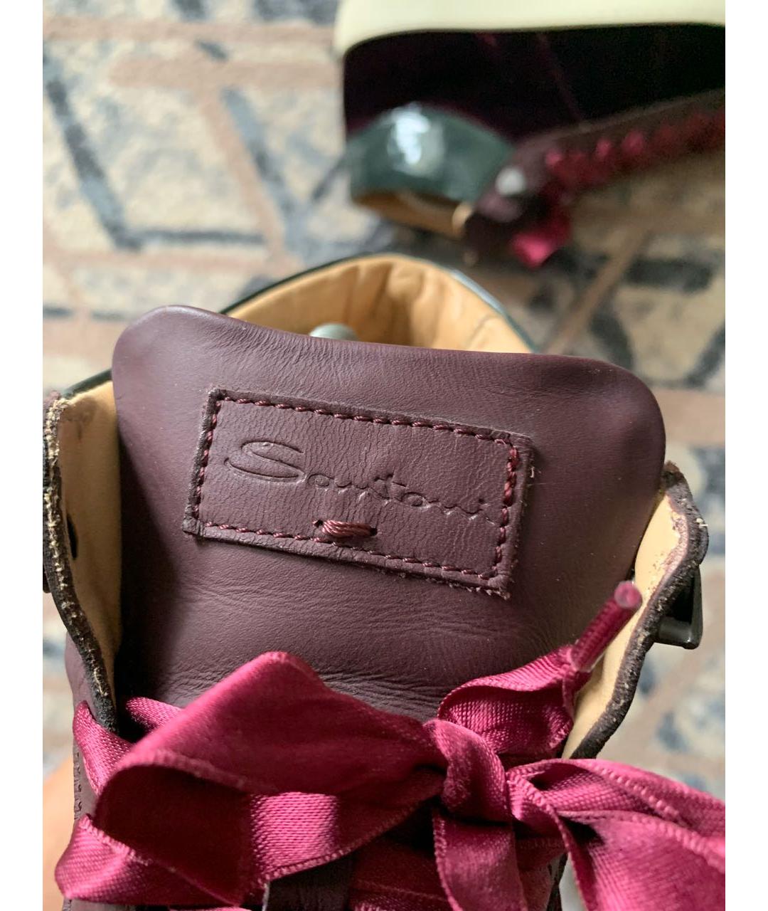 SANTONI Бордовые бархатные кеды, фото 4