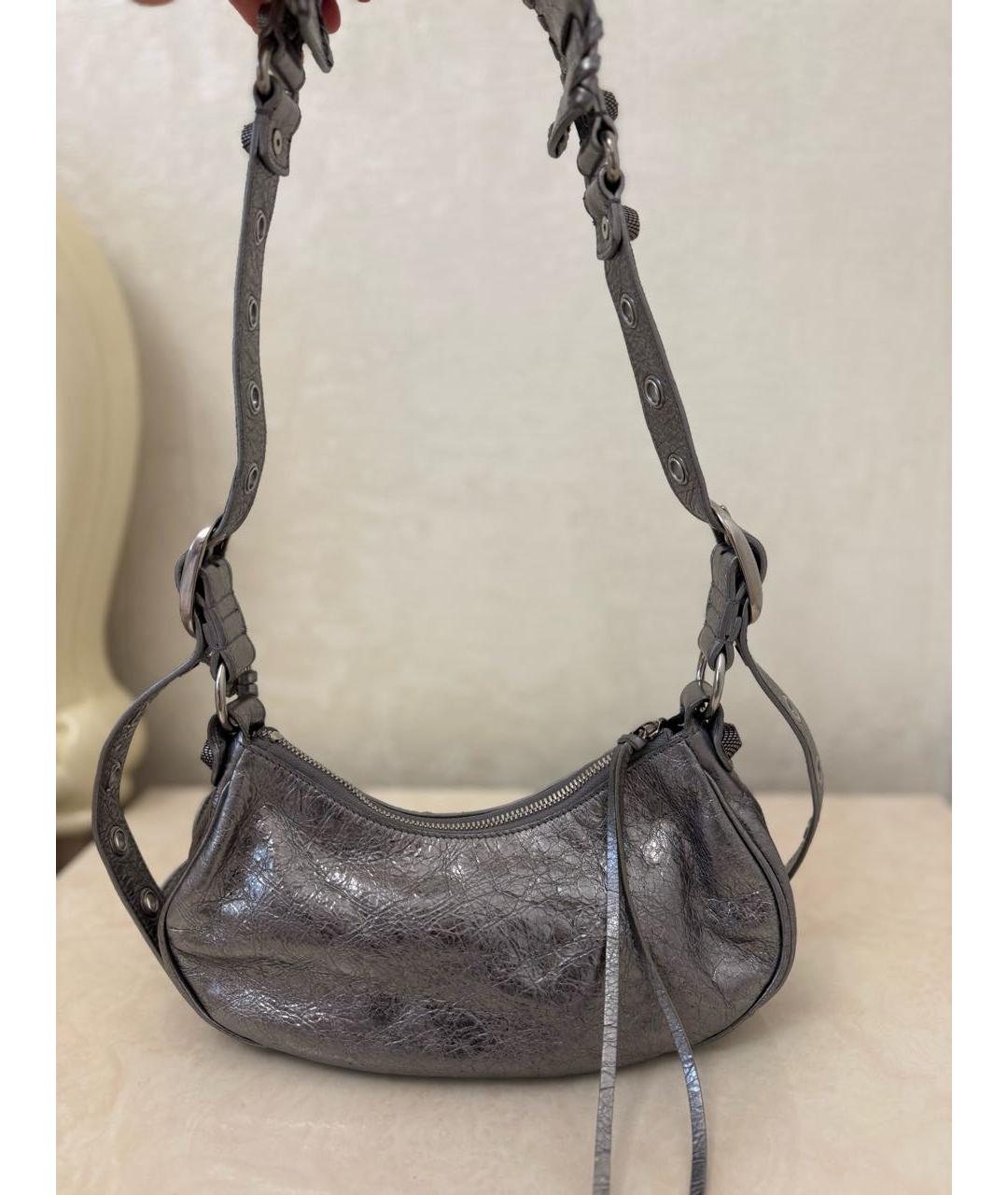 BALENCIAGA Серебряная кожаная сумка через плечо, фото 3