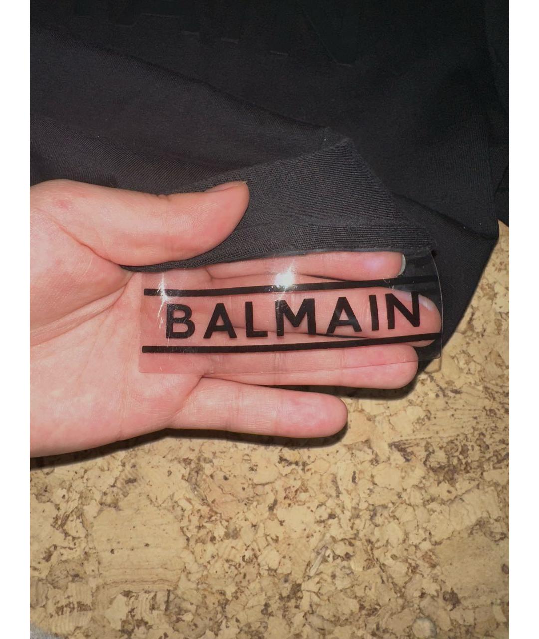 BALMAIN Черная хлопковая футболка, фото 2
