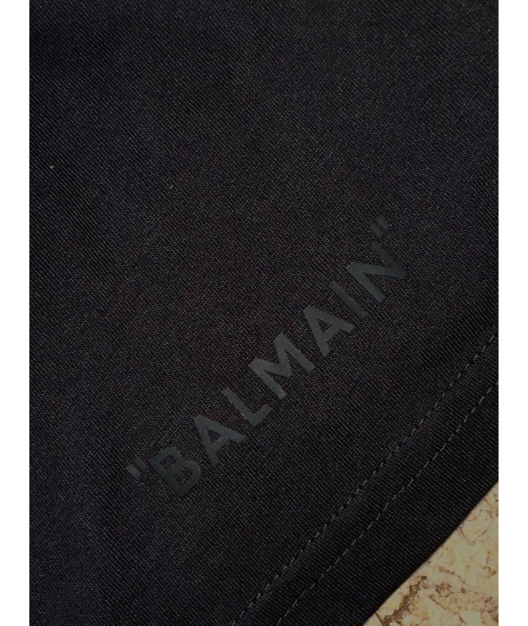 BALMAIN Черная хлопковая футболка, фото 5