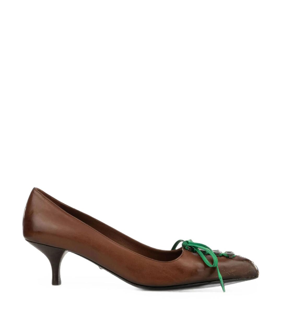 PRADA Коричневые кожаные туфли, фото 1