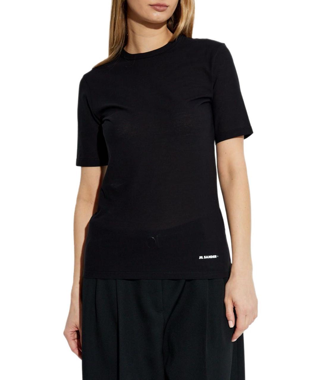 JIL SANDER Черная хлопковая футболка, фото 2