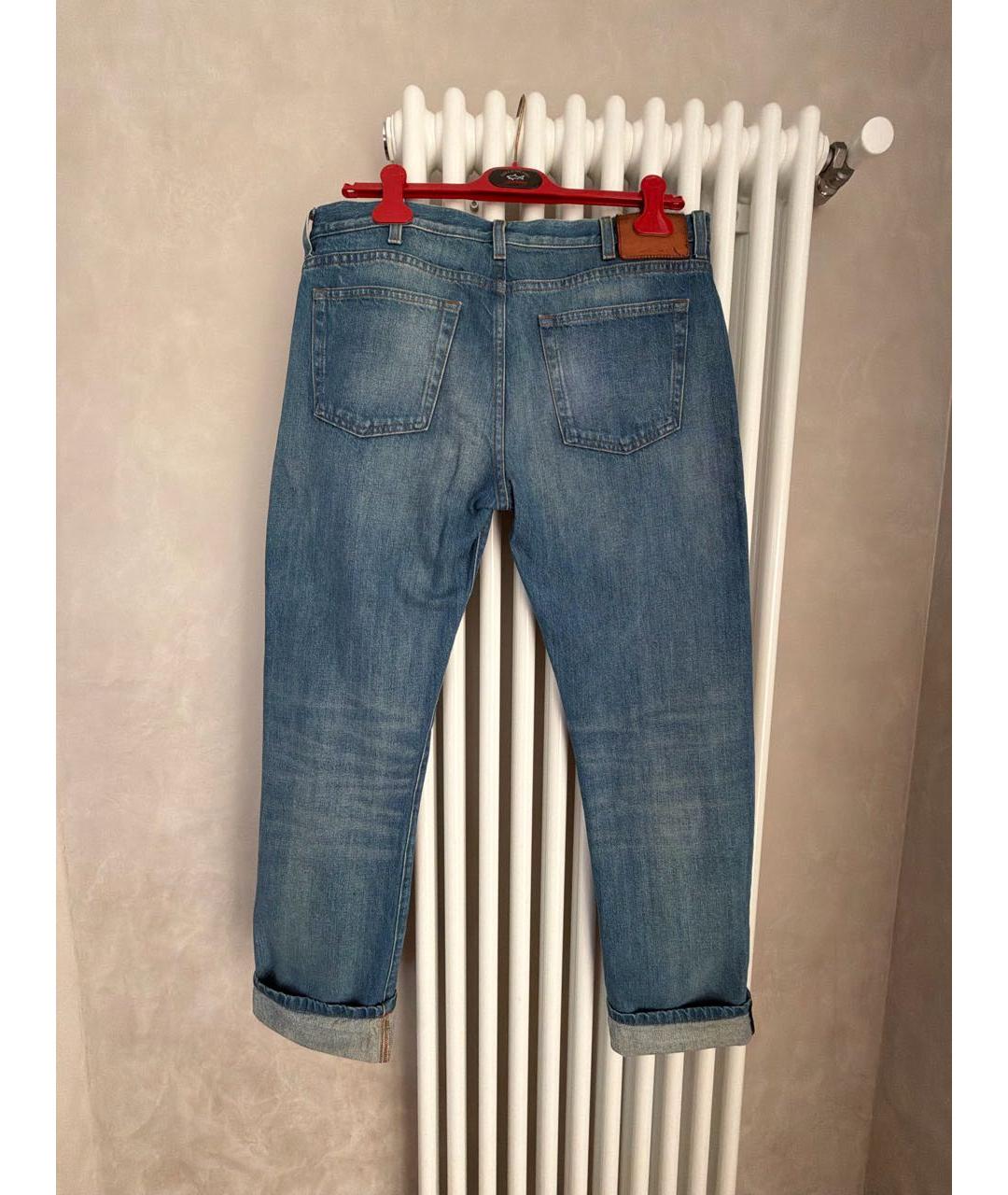 GUCCI Голубые хлопковые прямые джинсы, фото 2