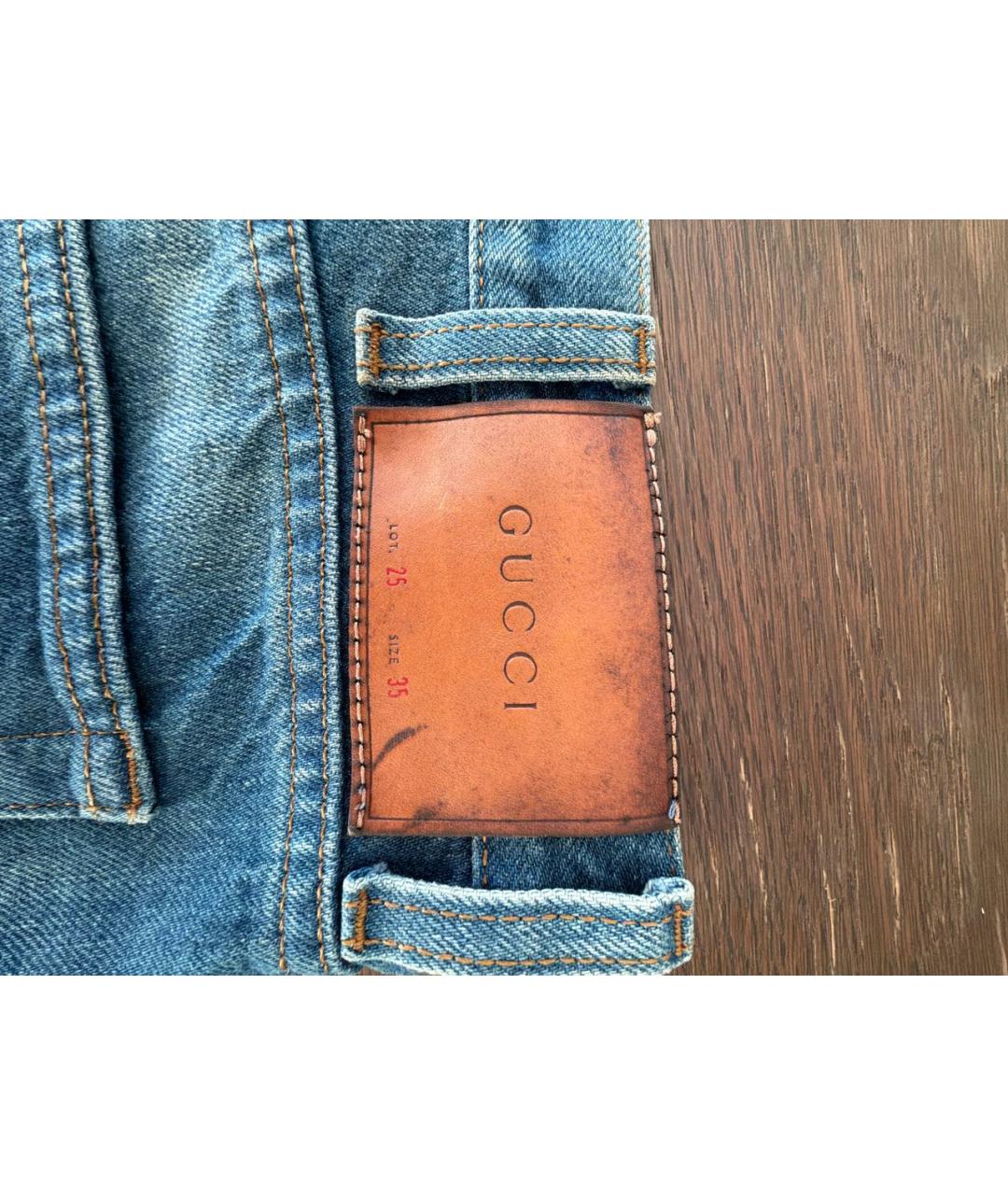 GUCCI Голубые хлопковые прямые джинсы, фото 7