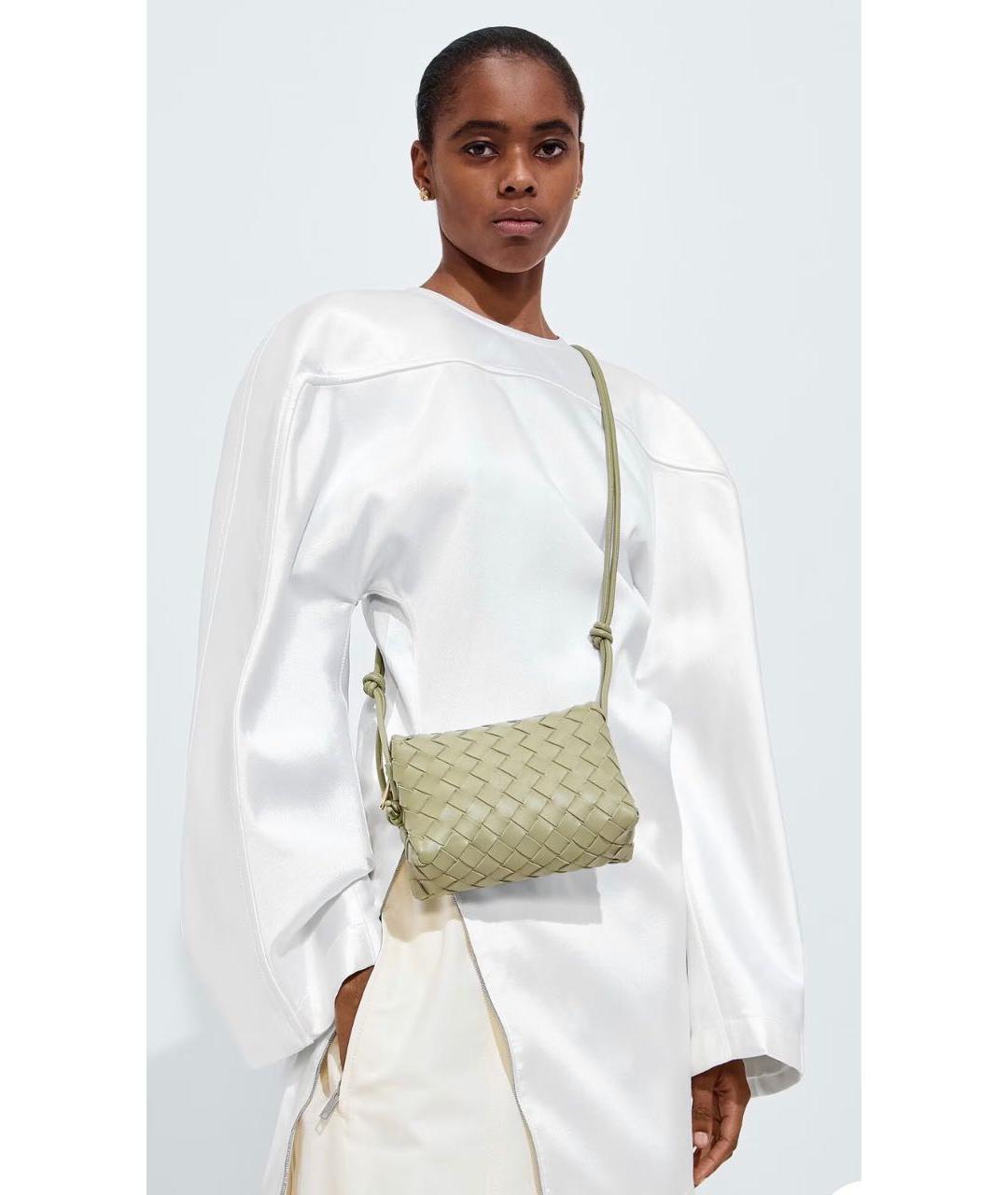 BOTTEGA VENETA Хаки кожаная сумка через плечо, фото 2