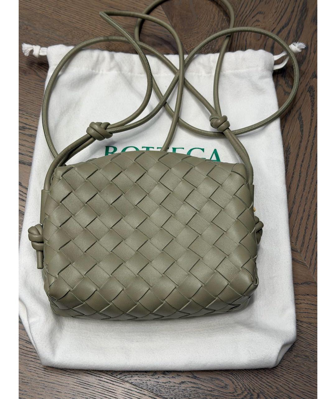 BOTTEGA VENETA Хаки кожаная сумка через плечо, фото 4