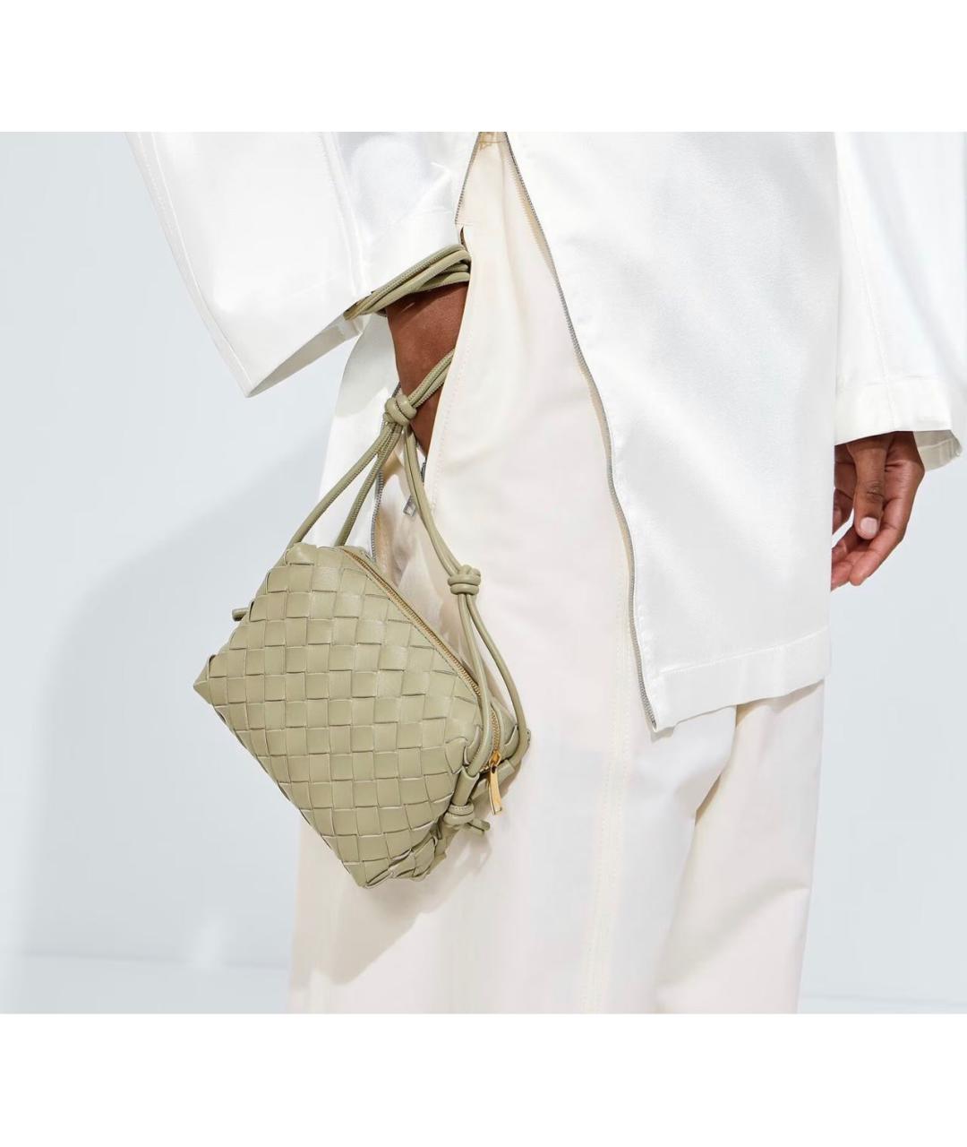 BOTTEGA VENETA Хаки кожаная сумка через плечо, фото 3