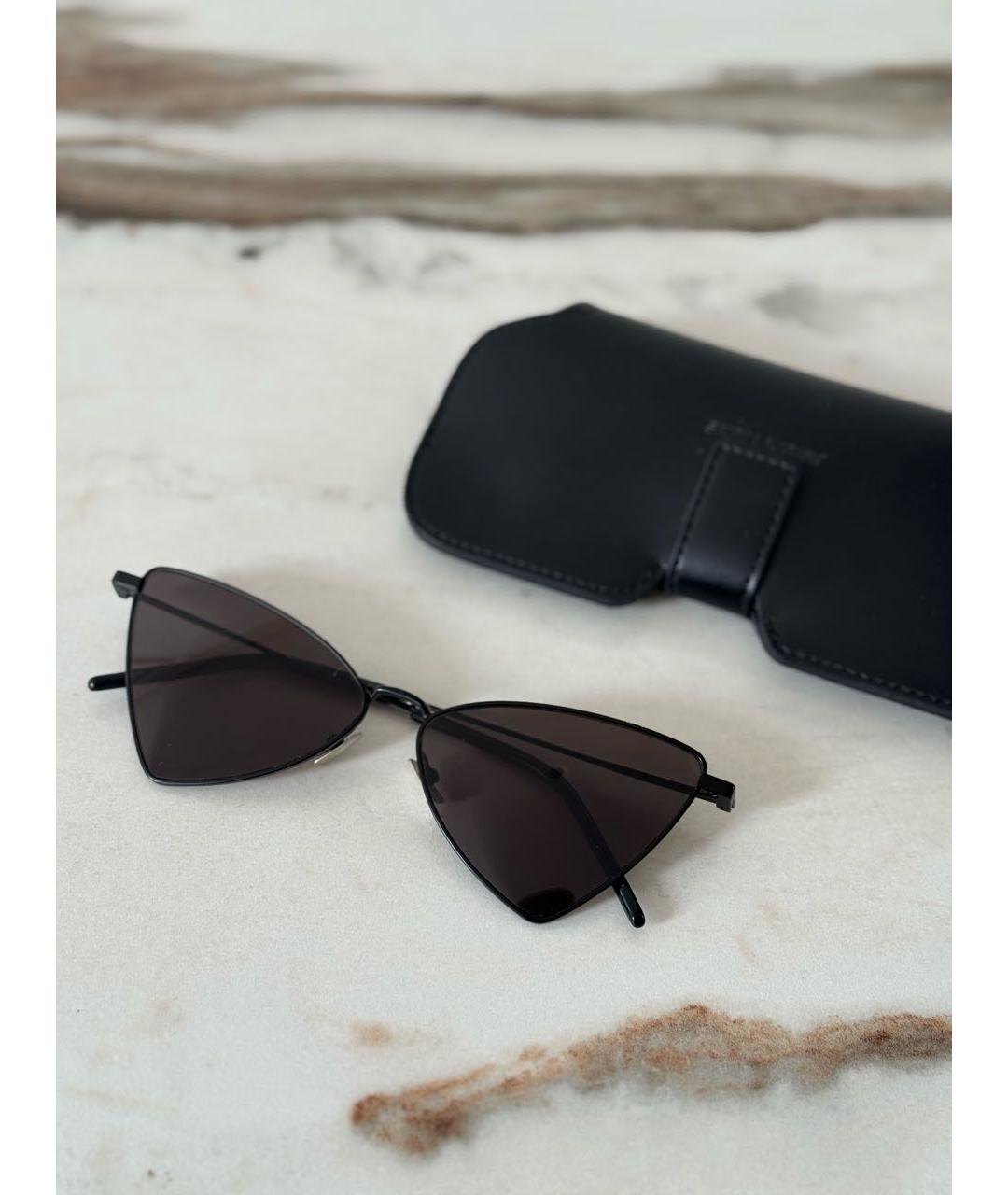 SAINT LAURENT Черные металлические солнцезащитные очки, фото 8