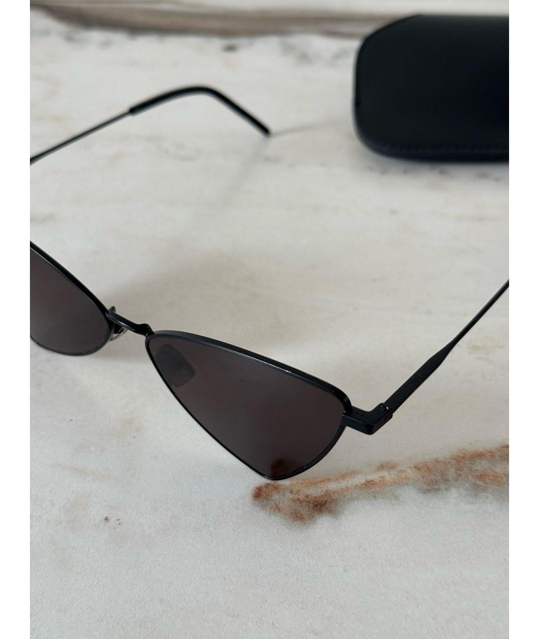 SAINT LAURENT Черные металлические солнцезащитные очки, фото 5