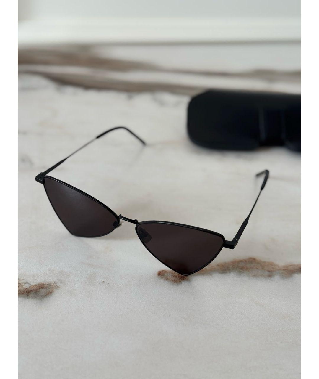 SAINT LAURENT Черные металлические солнцезащитные очки, фото 7