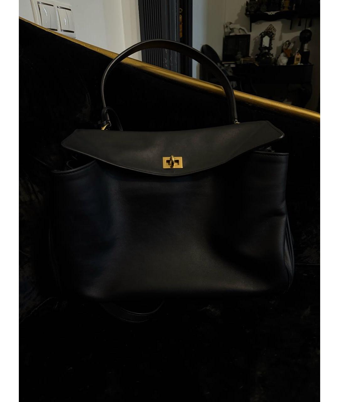 BALENCIAGA Черная кожаная сумка с короткими ручками, фото 2