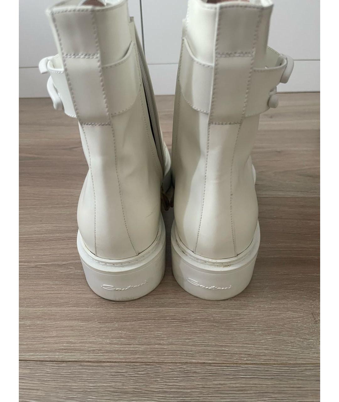 SANTONI Белые кожаные ботинки, фото 4