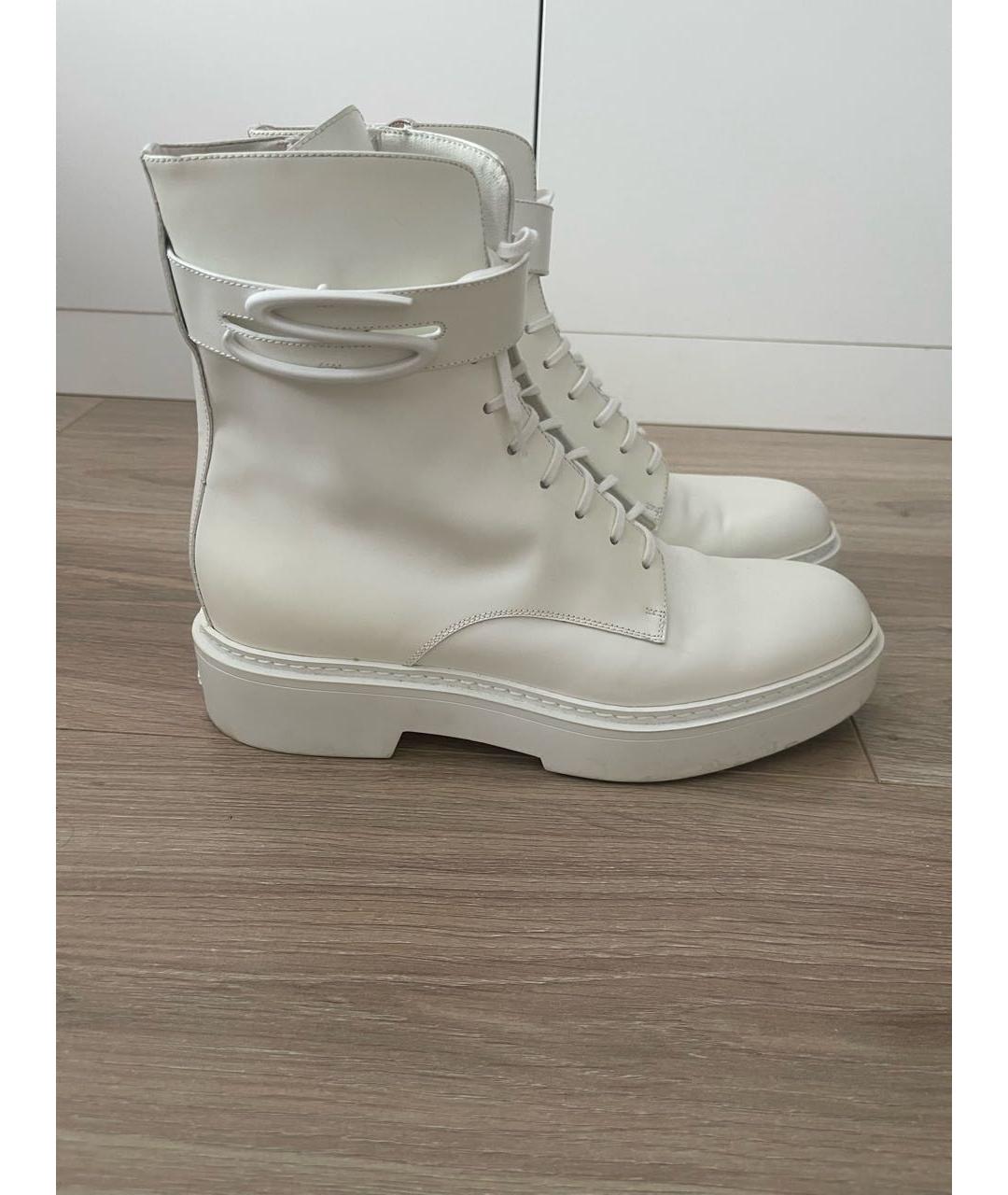 SANTONI Белые кожаные ботинки, фото 5