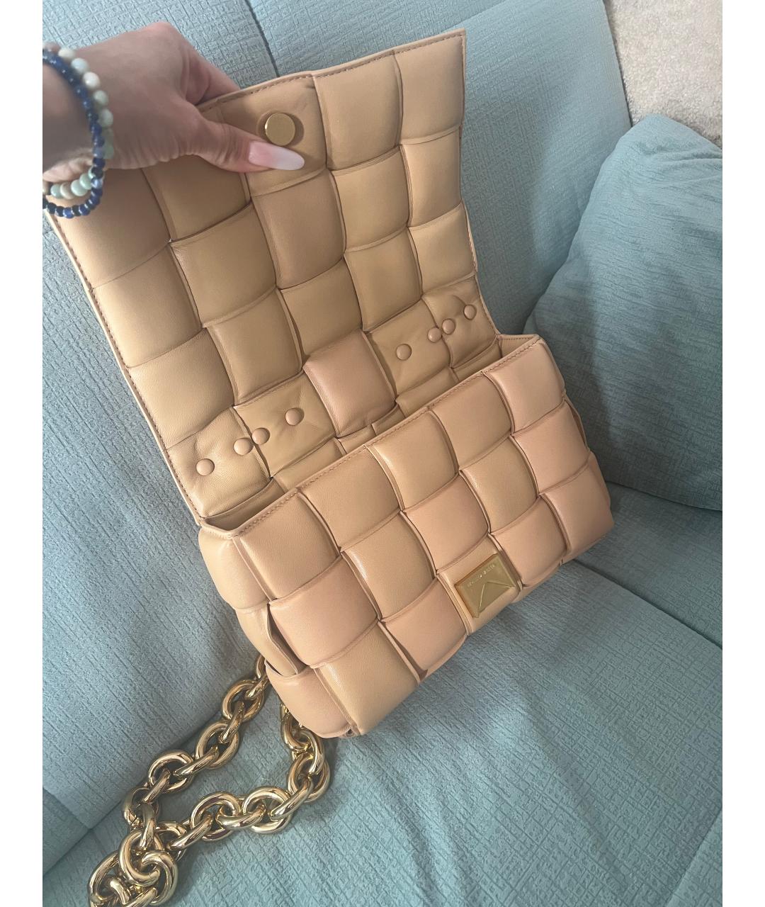 BOTTEGA VENETA Бежевая кожаная сумка через плечо, фото 4