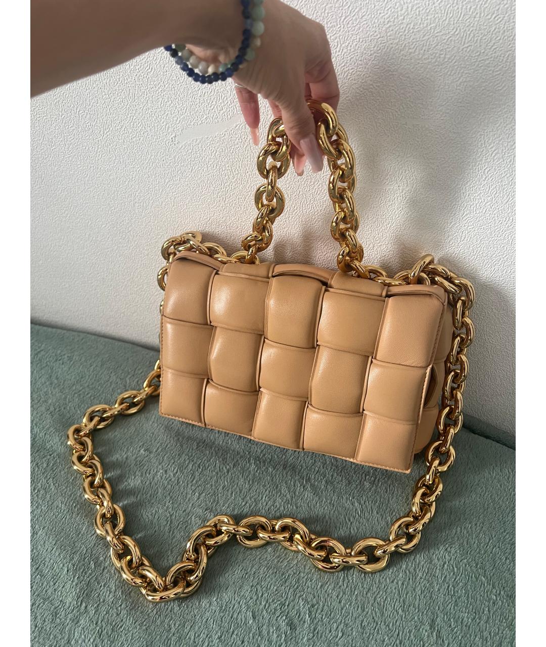 BOTTEGA VENETA Бежевая кожаная сумка через плечо, фото 5