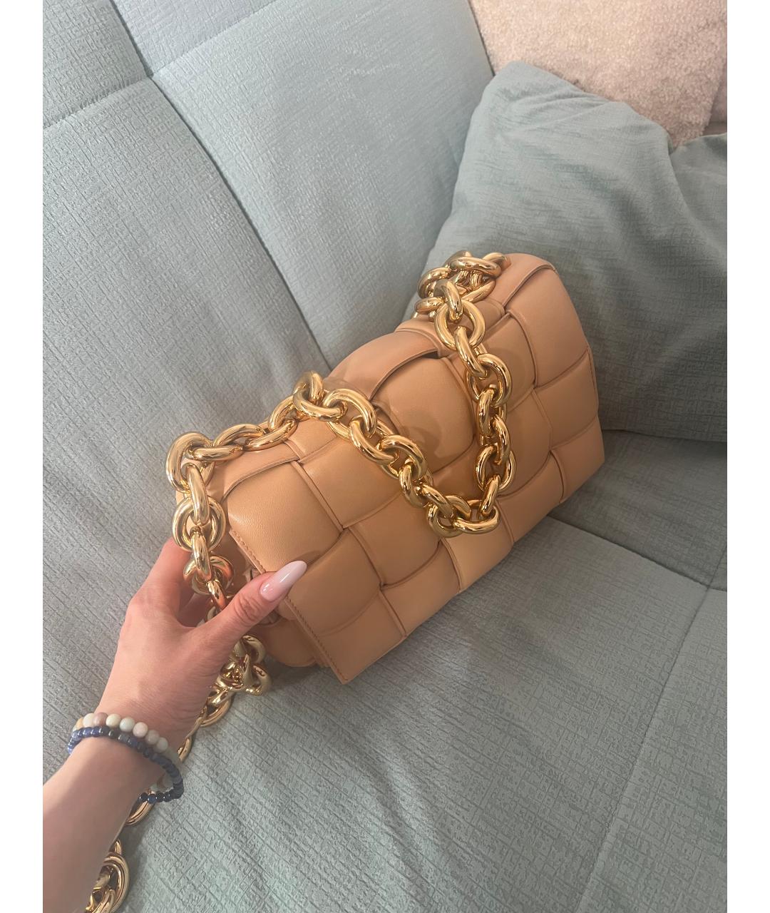 BOTTEGA VENETA Бежевая кожаная сумка через плечо, фото 8