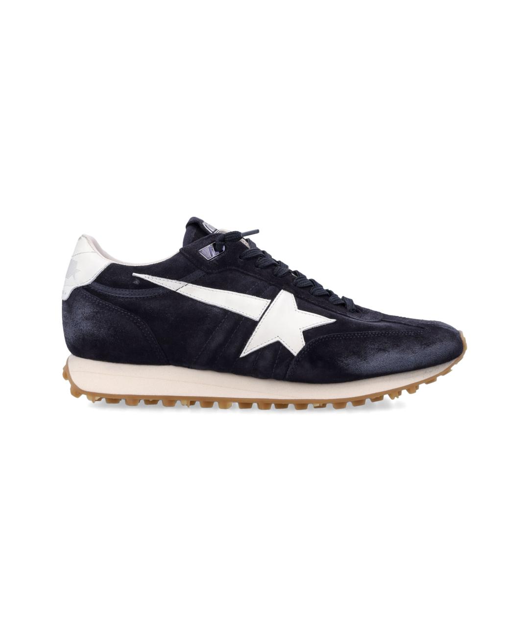 GOLDEN GOOSE Темно-синие замшевые низкие кроссовки / кеды, фото 1