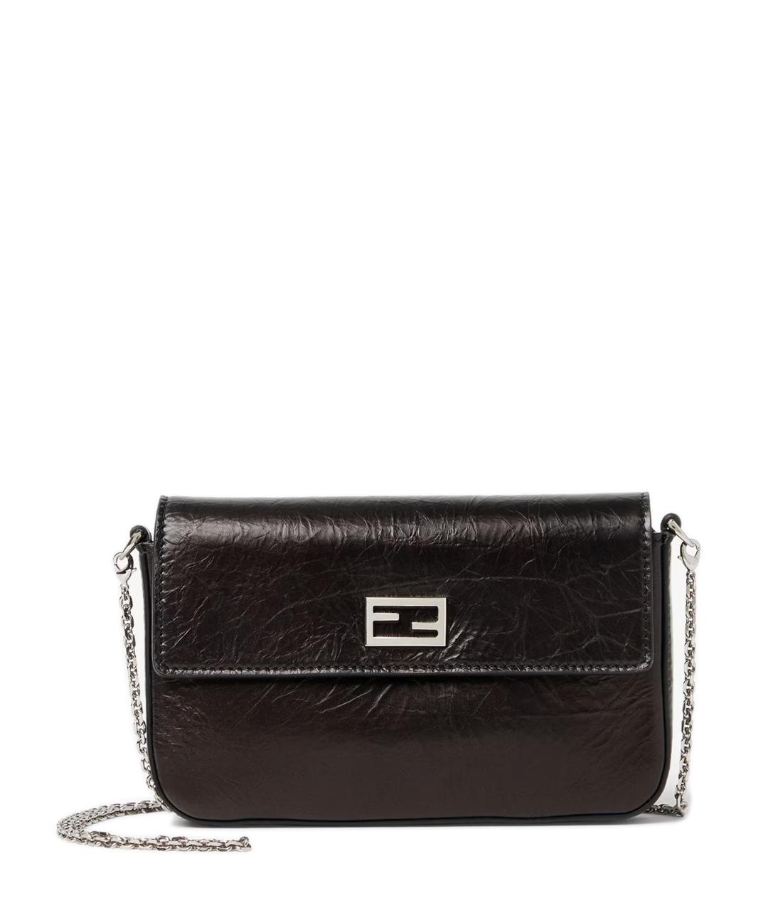 FENDI Черная кожаная сумка через плечо, фото 1