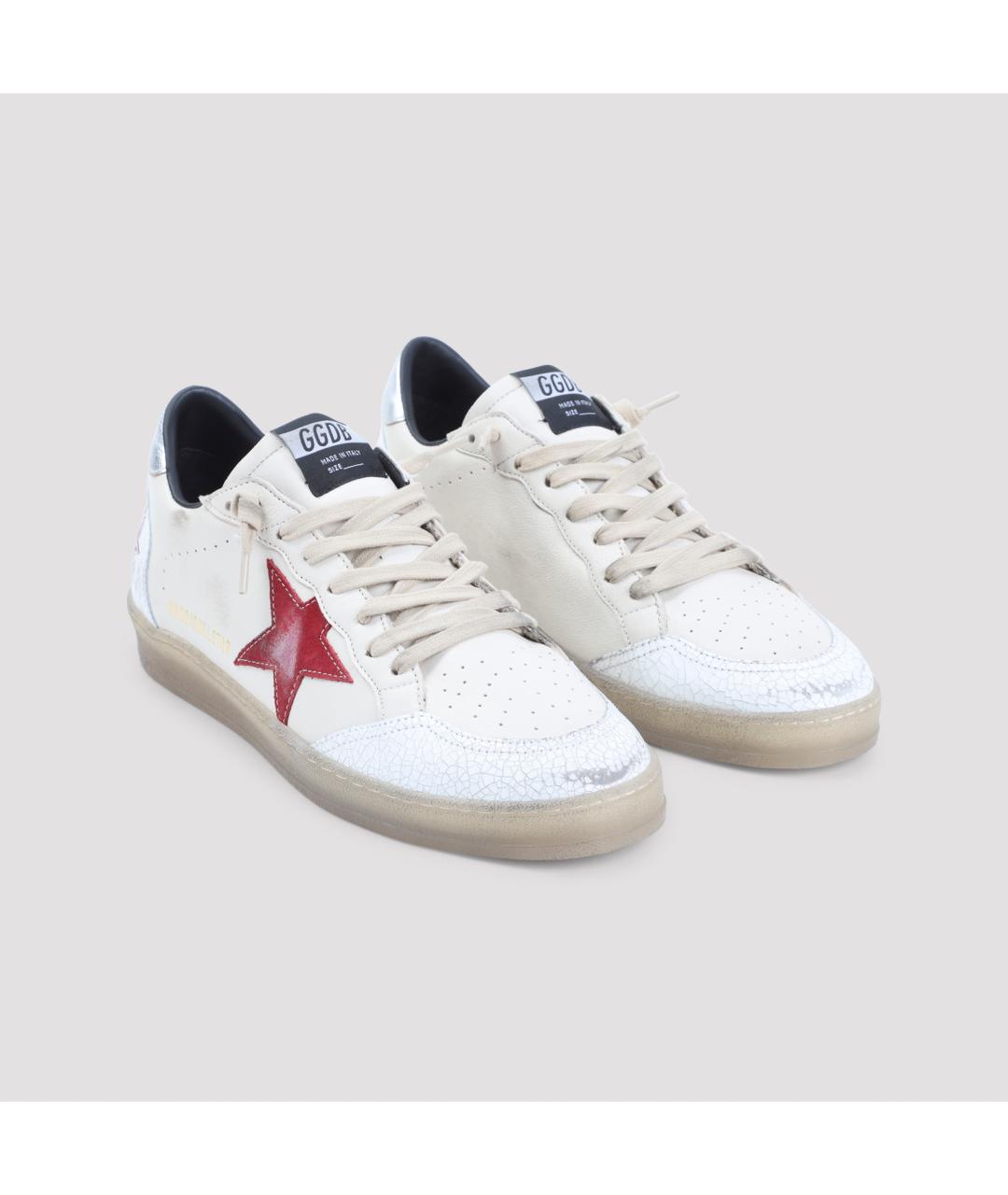 GOLDEN GOOSE Бежевые кожаные низкие кроссовки / кеды, фото 3