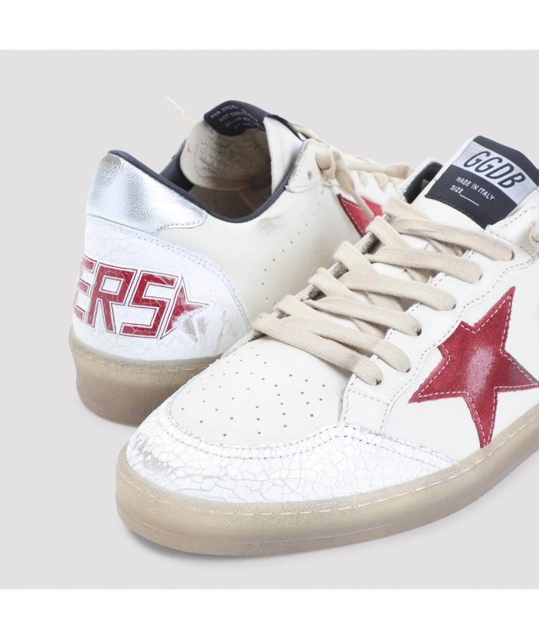 GOLDEN GOOSE Бежевые кожаные низкие кроссовки / кеды, фото 4