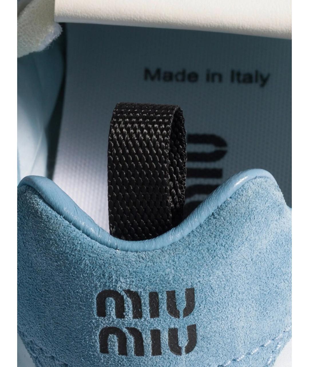 MIU MIU Голубые текстильные кроссовки, фото 3