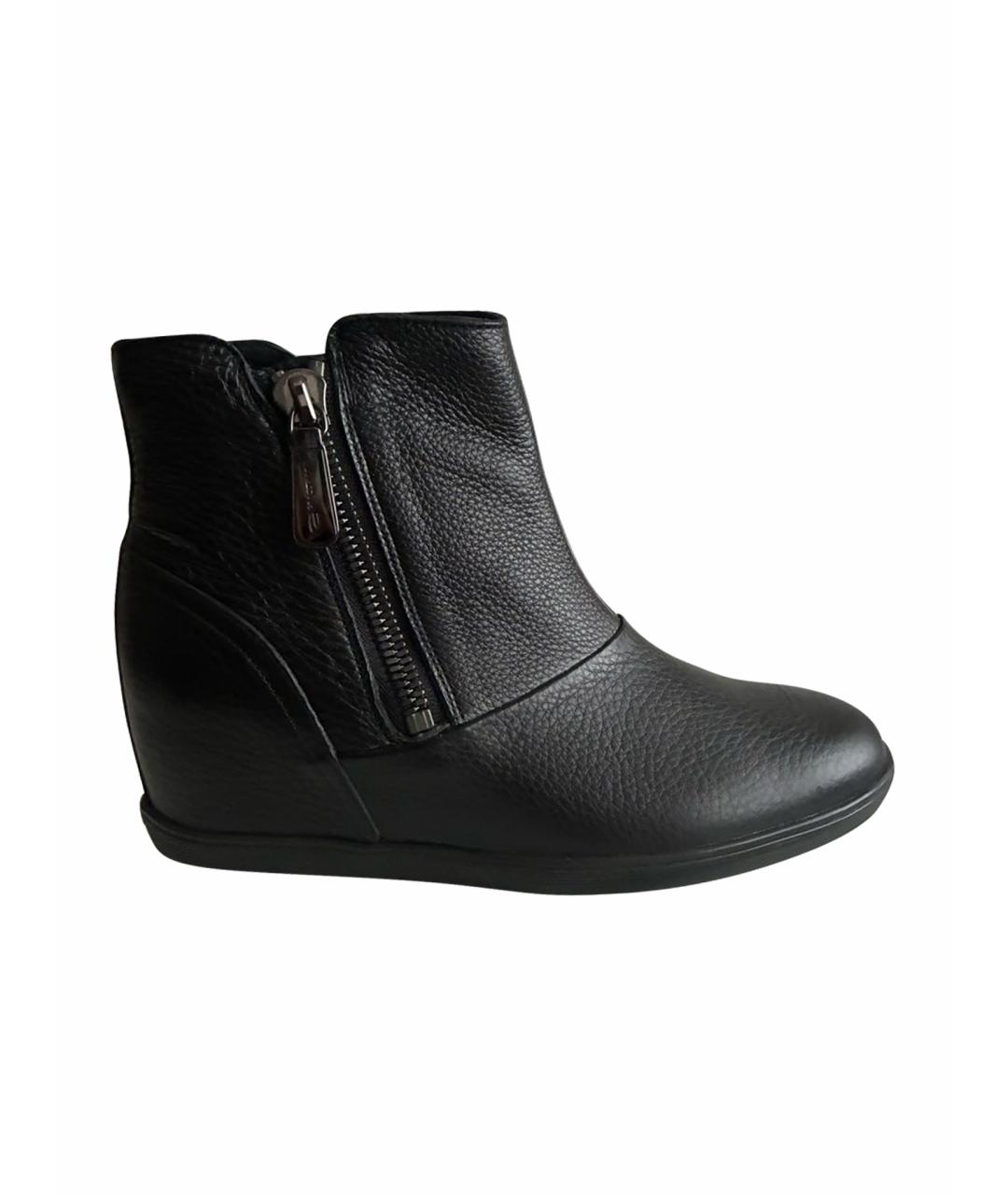 SANTONI Черные кожаные полусапоги, фото 9