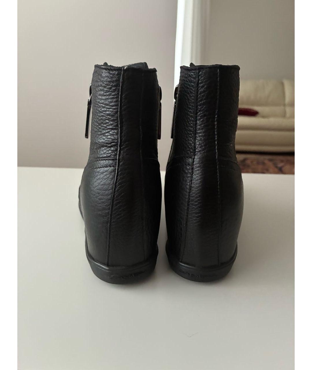 SANTONI Черные кожаные полусапоги, фото 4