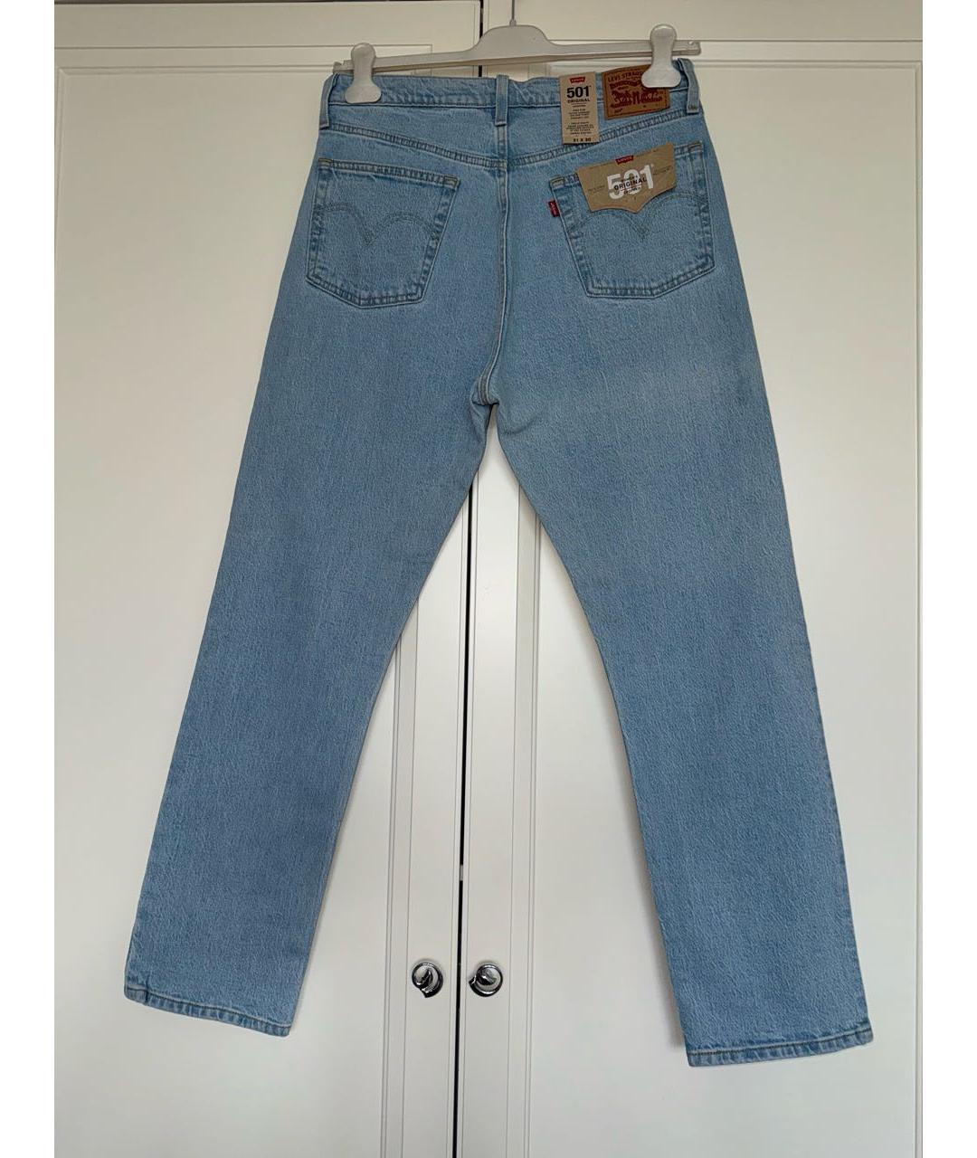 LEVI'S Голубые хлопко-эластановые прямые джинсы, фото 5