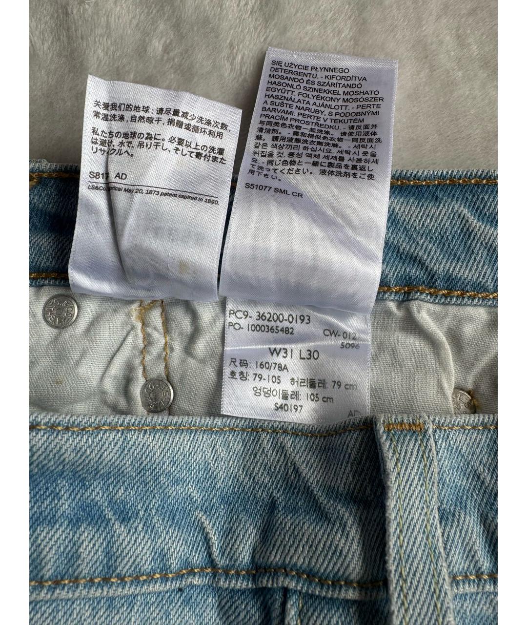 LEVI'S Голубые хлопко-эластановые прямые джинсы, фото 8