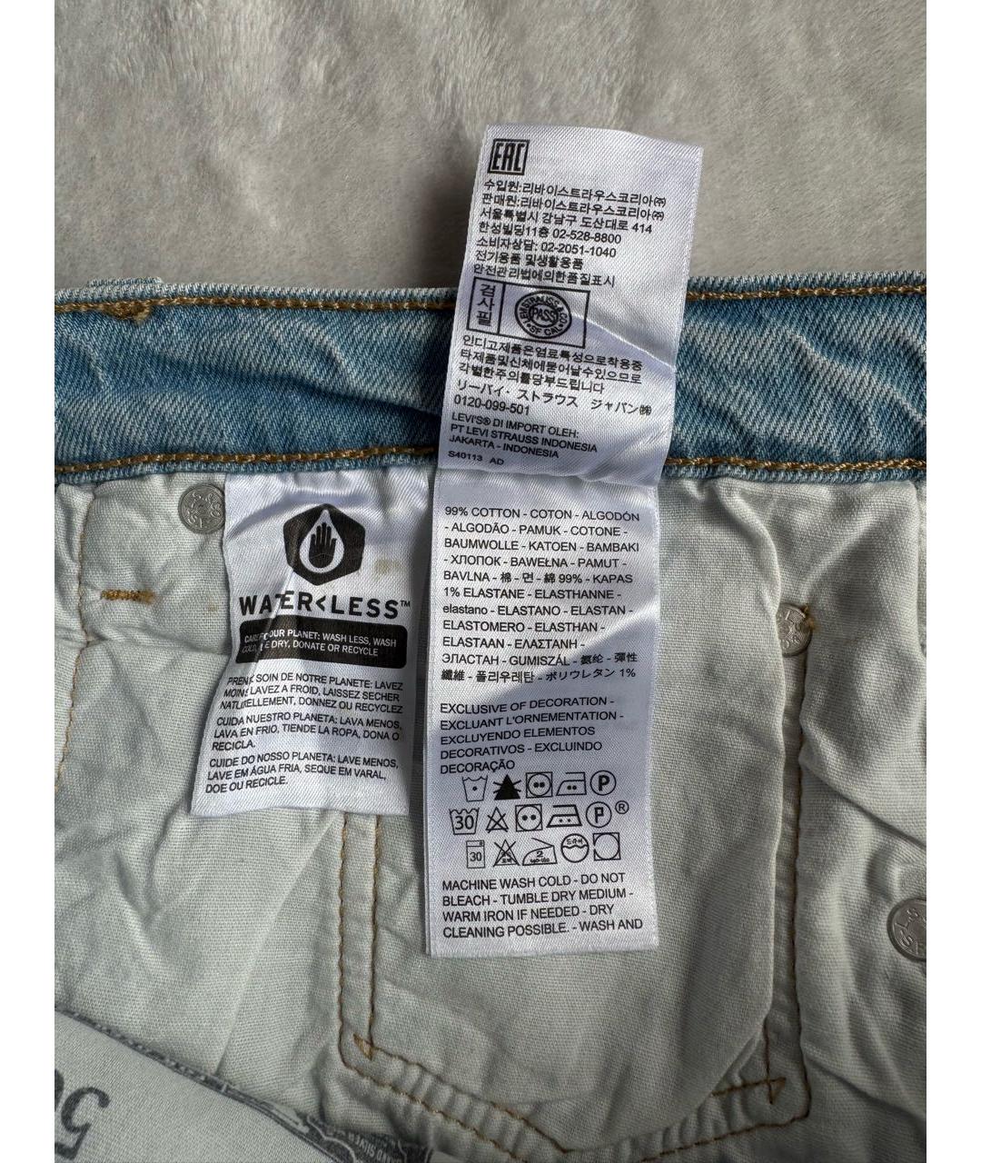 LEVI'S Голубые хлопко-эластановые прямые джинсы, фото 7