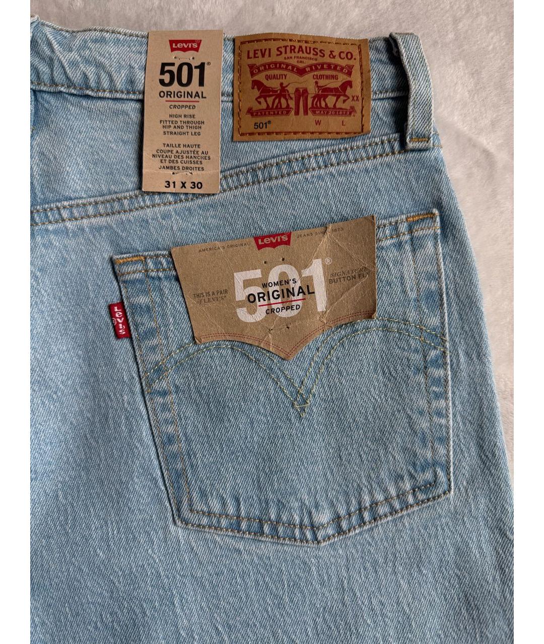 LEVI'S Голубые хлопко-эластановые прямые джинсы, фото 2
