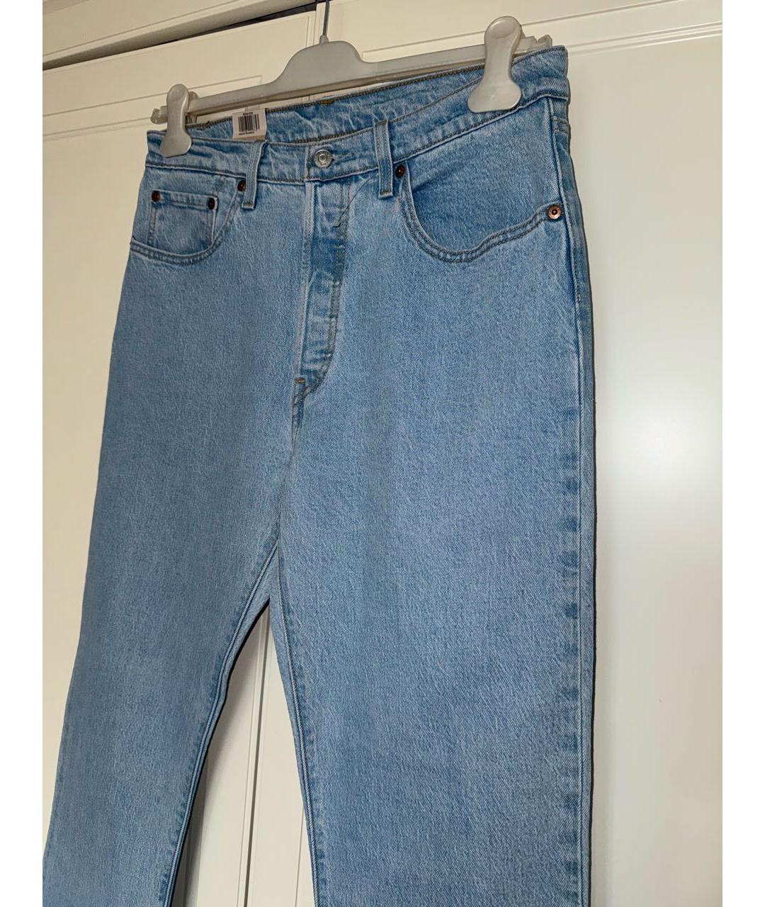 LEVI'S Голубые хлопко-эластановые прямые джинсы, фото 3