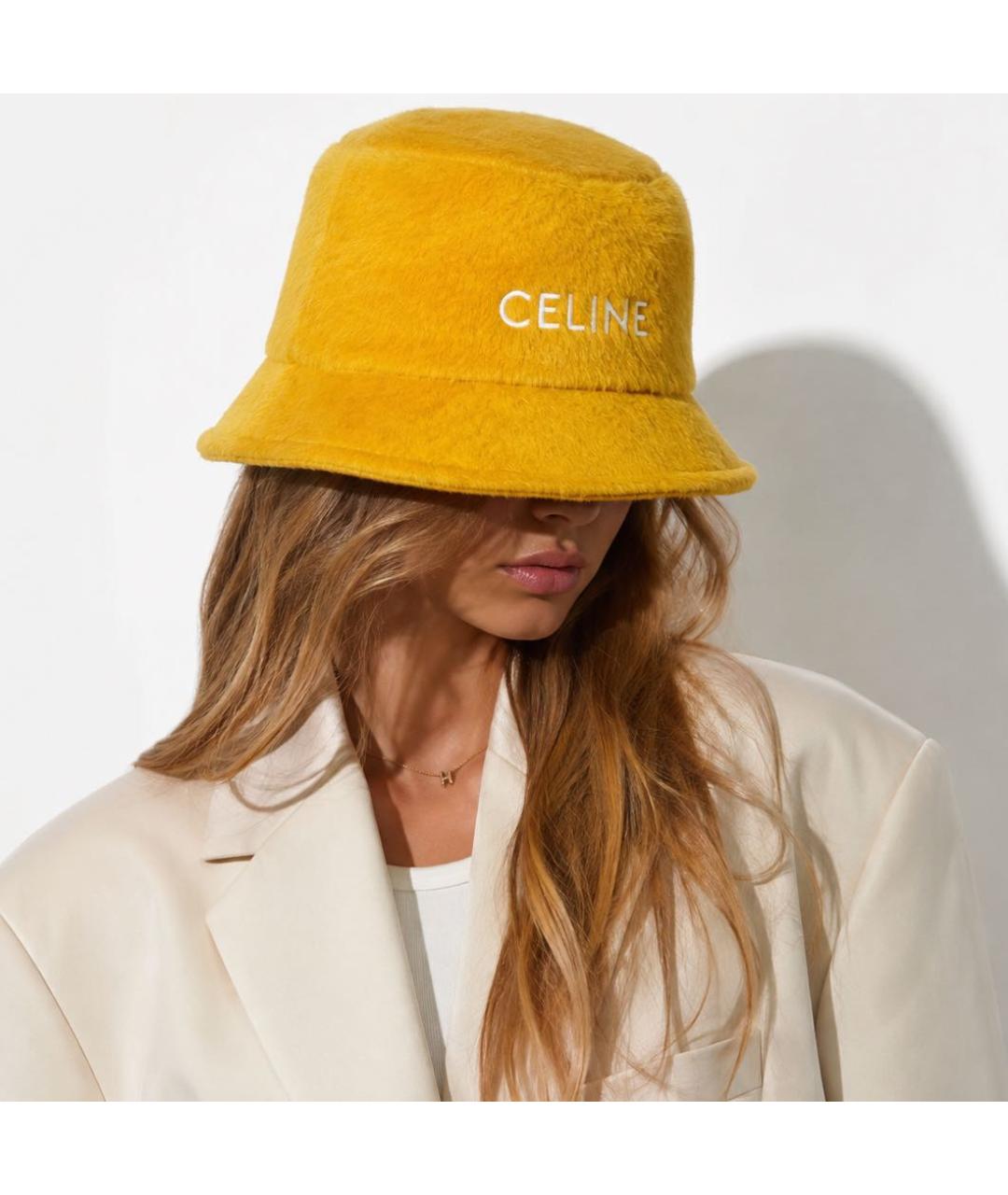 CELINE Горчичная шерстяная шапка, фото 2