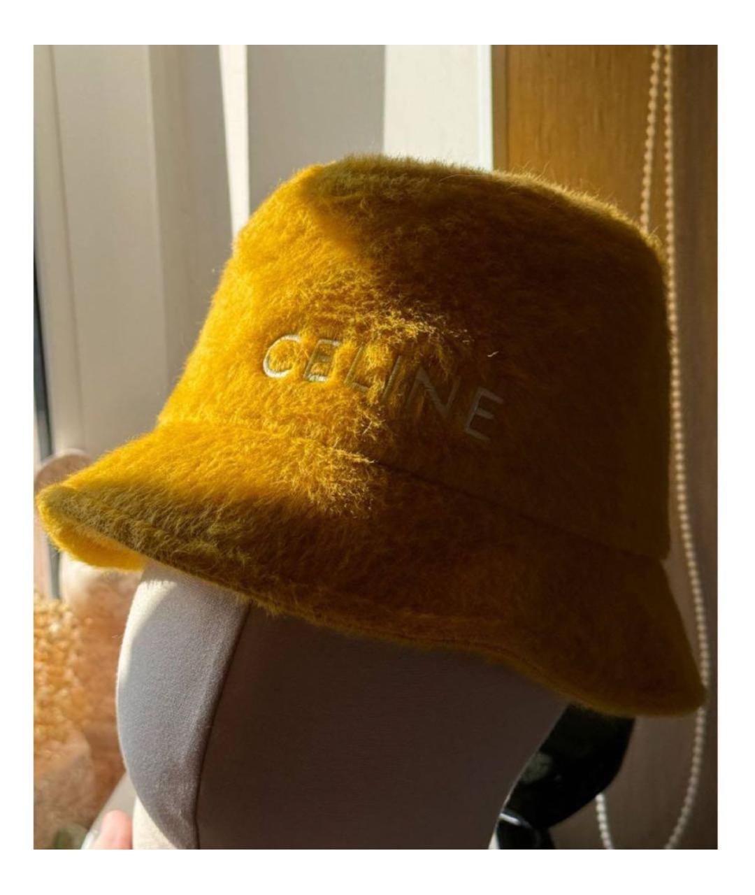 CELINE Горчичная шерстяная шапка, фото 4