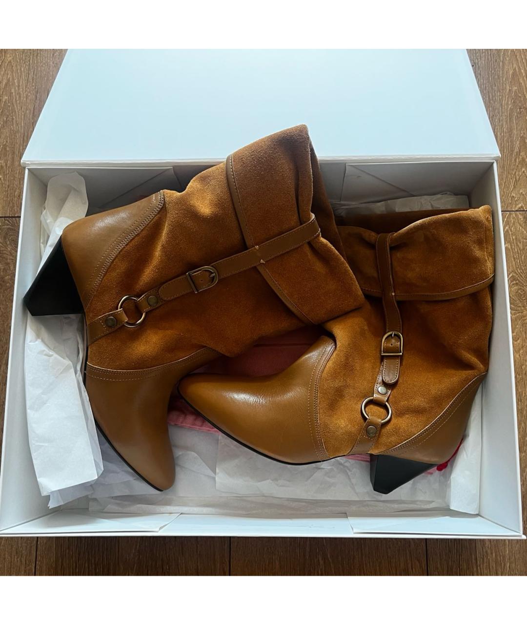 ISABEL MARANT Оранжевые кожаные ботильоны, фото 3