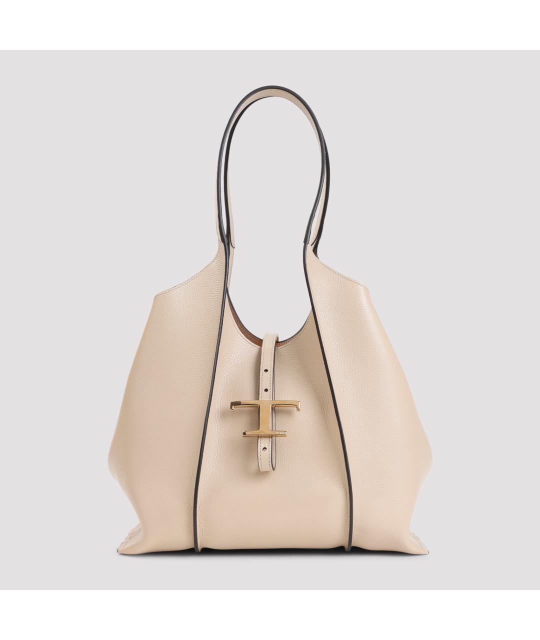 TOD'S Бежевая кожаная сумка тоут, фото 3