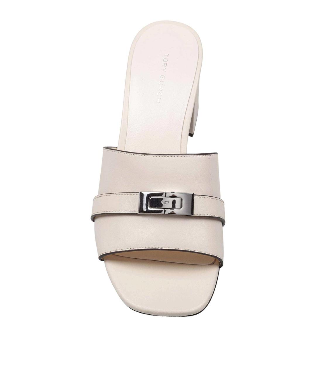 TORY BURCH Бежевые кожаные мюли, фото 3
