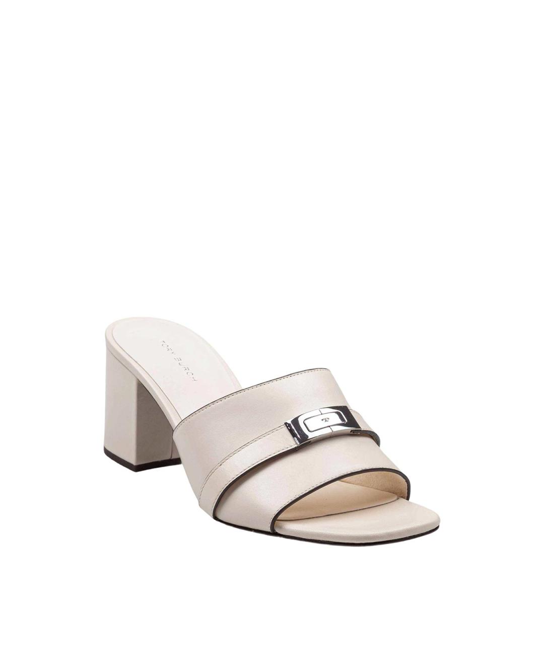 TORY BURCH Бежевые кожаные мюли, фото 2