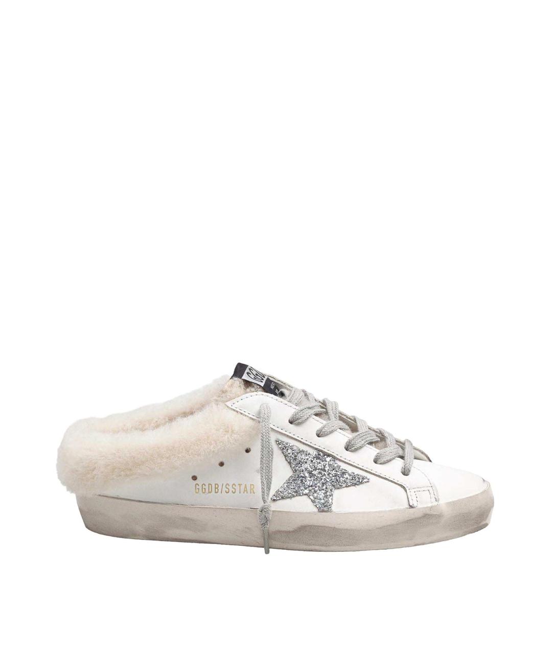 GOLDEN GOOSE Белые кожаные мюли, фото 1