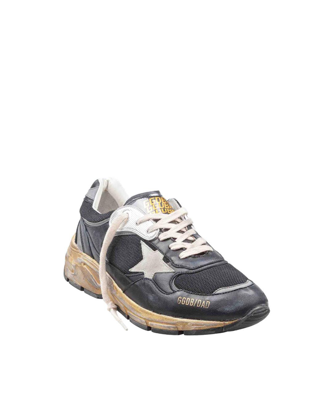 GOLDEN GOOSE Черные кожаные низкие кроссовки / кеды, фото 2
