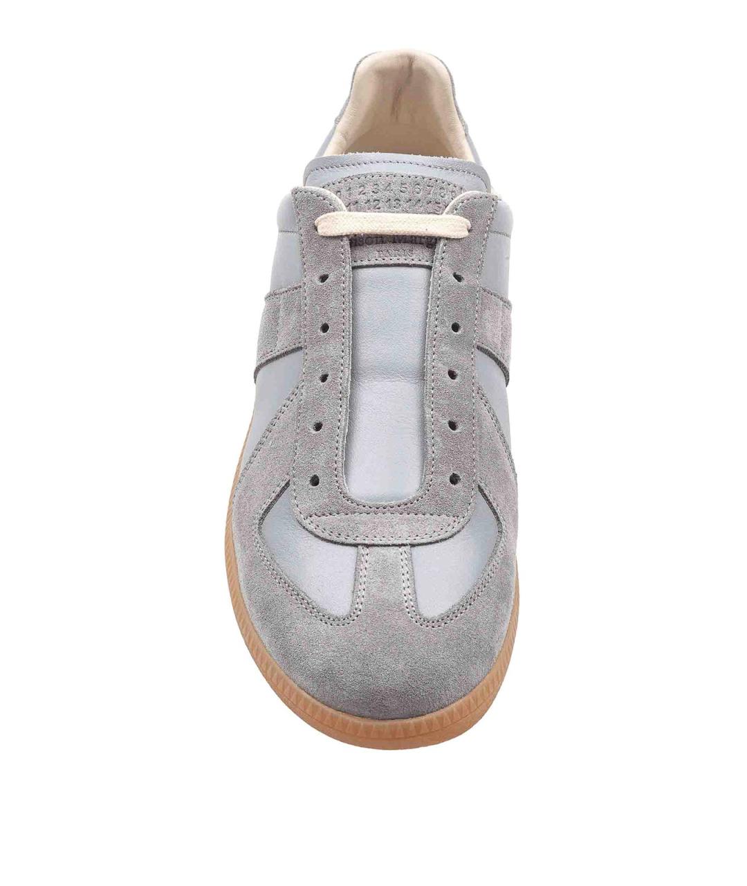 MAISON MARGIELA Серые кожаные низкие кроссовки / кеды, фото 3