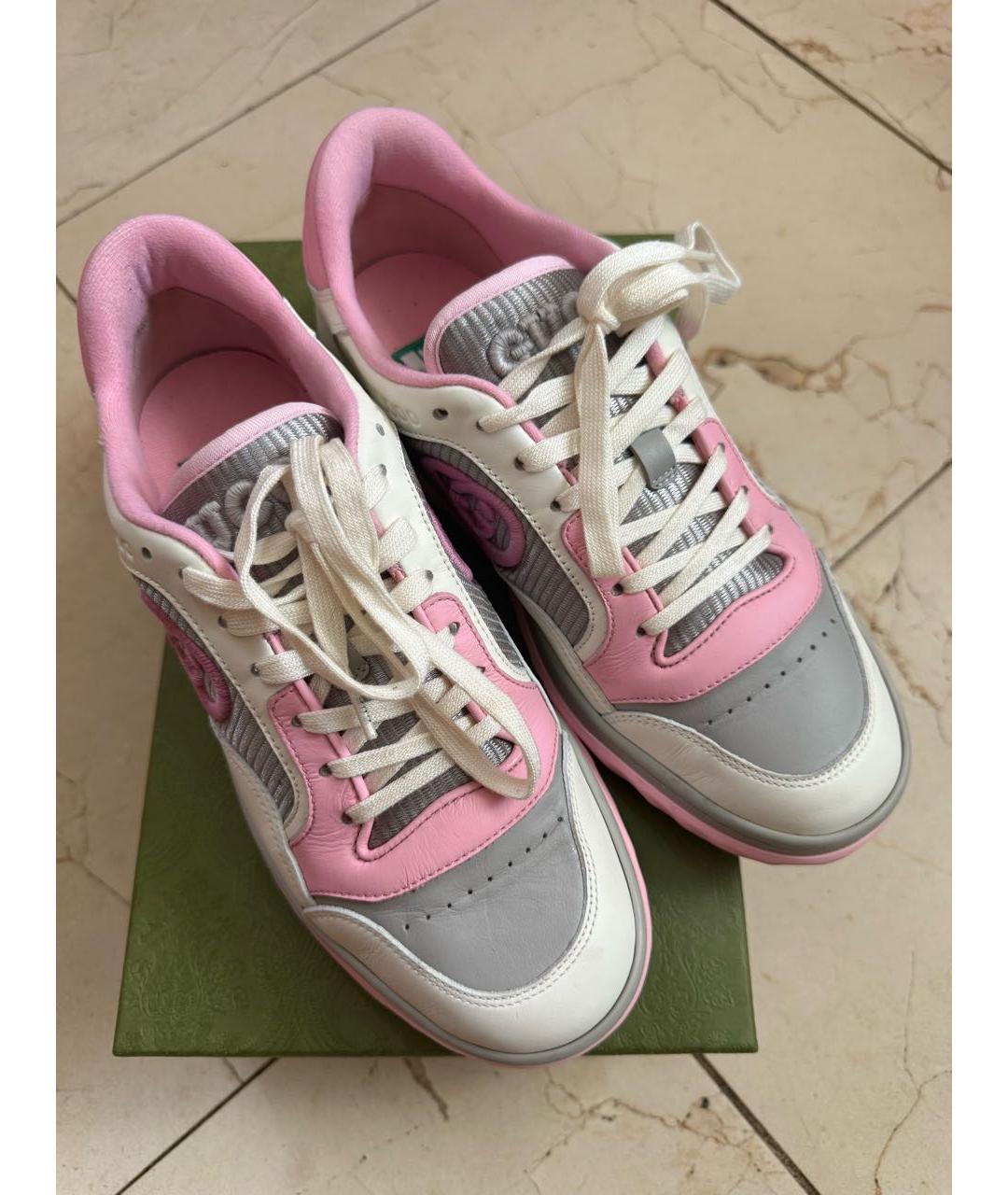 GUCCI Белые кожаные кроссовки, фото 3