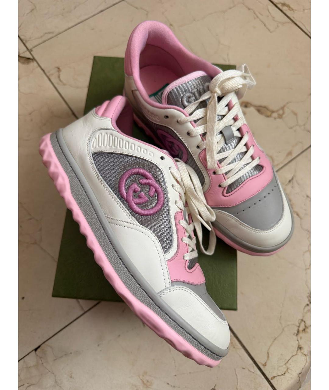 GUCCI Белые кожаные кроссовки, фото 2